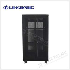 Linkbasic Gabinete de Piso 22 RU 1166 x 600 x 800mm Puertas frontal y Posterior doble hoja en malla metálica Incluye Kit de 4Ventiladores | NCB22-68-FFA-C