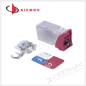 Siemon Jack RJ45 Cat6A Plano/Angular Rojo | Z6A-S03B