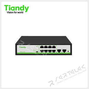 Tiandy Switch de 8puertos PoE (10/100Mbps) + 2UpLink RJ45 (10/100Mbps) | TC-P3S010-F-0820-AT-90
